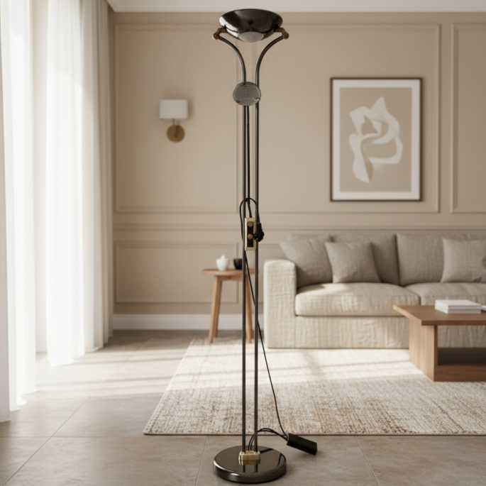 Metāla stāvlampa ar dubulto apgaismojumu (Prece uz pasūtījumu)