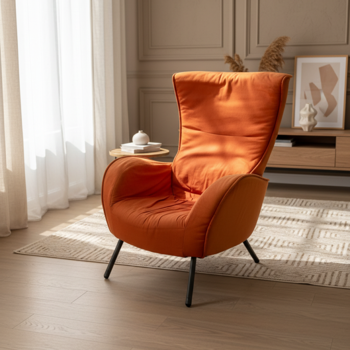 Moderns oranža auduma atpūtas krēsls (Prece uz pasūtījumu)